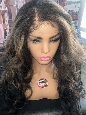 Lace Front Mixed Brown Wavy  lace front Wig